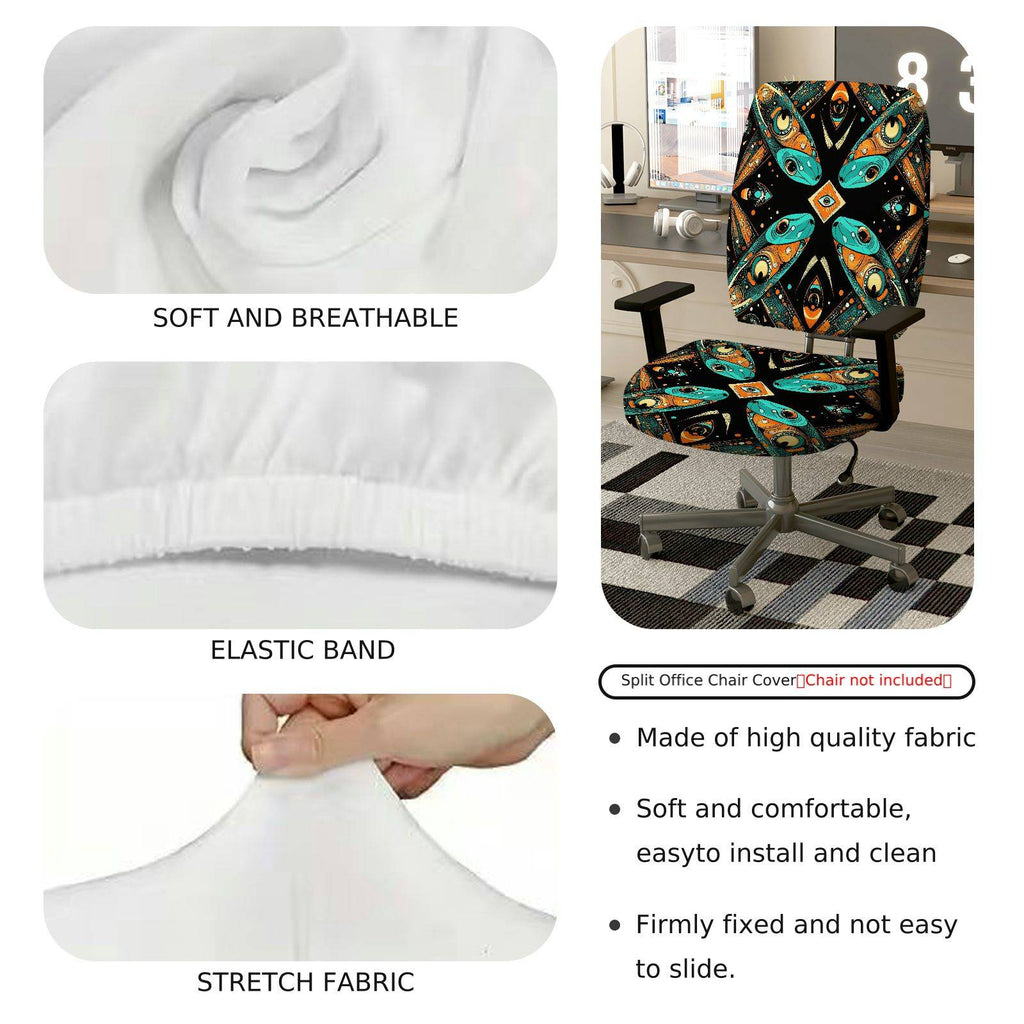 2-Piece Decorative Colorful Geometric Abstract Pattern  Computer Chair Cover Set, Seat and Backrest