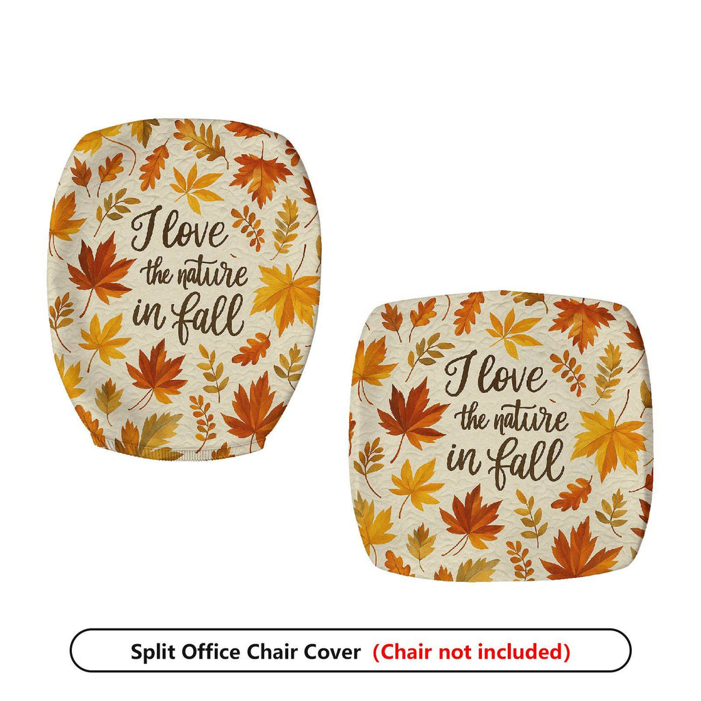 2-Piece Autumn Fall Leaves Pattern Nature  Computer Chair Cover Set, Seat and Backrest