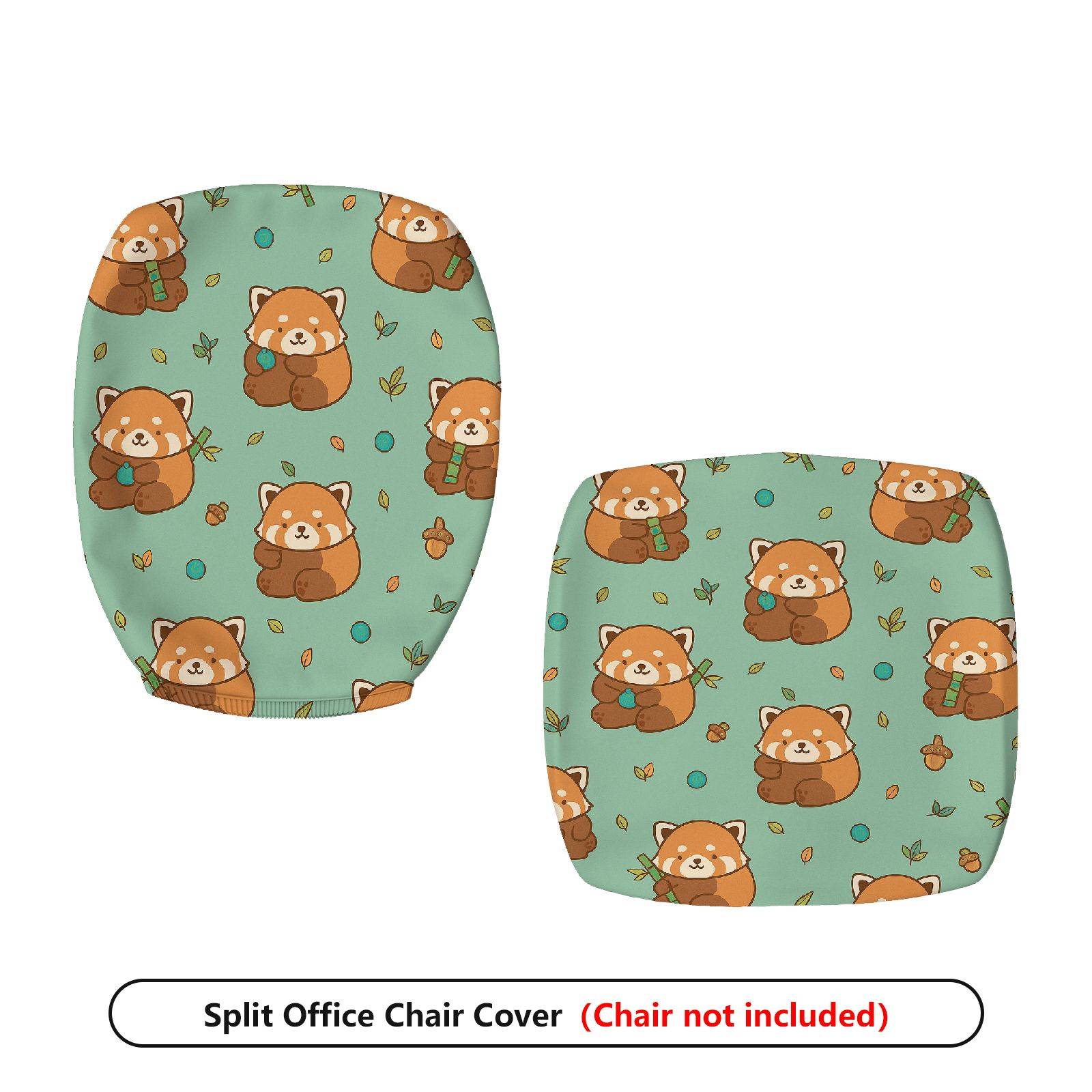 2-Piece Animal Leaf Cute Playful Cozy  Computer Chair Cover Set, Seat and Backrest