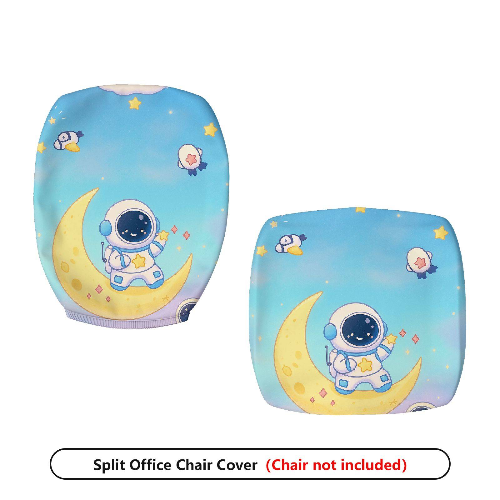2-Piece Astronaut Moon Star Sky Space  Computer Chair Cover Set, Seat and Backrest