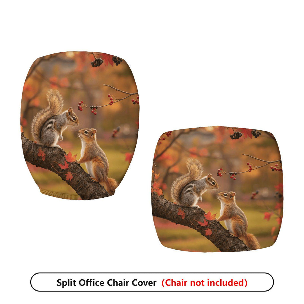 2-Piece Autumn Squirrel Woodland Nature Wildlife  Computer Chair Cover Set, Seat and Backrest