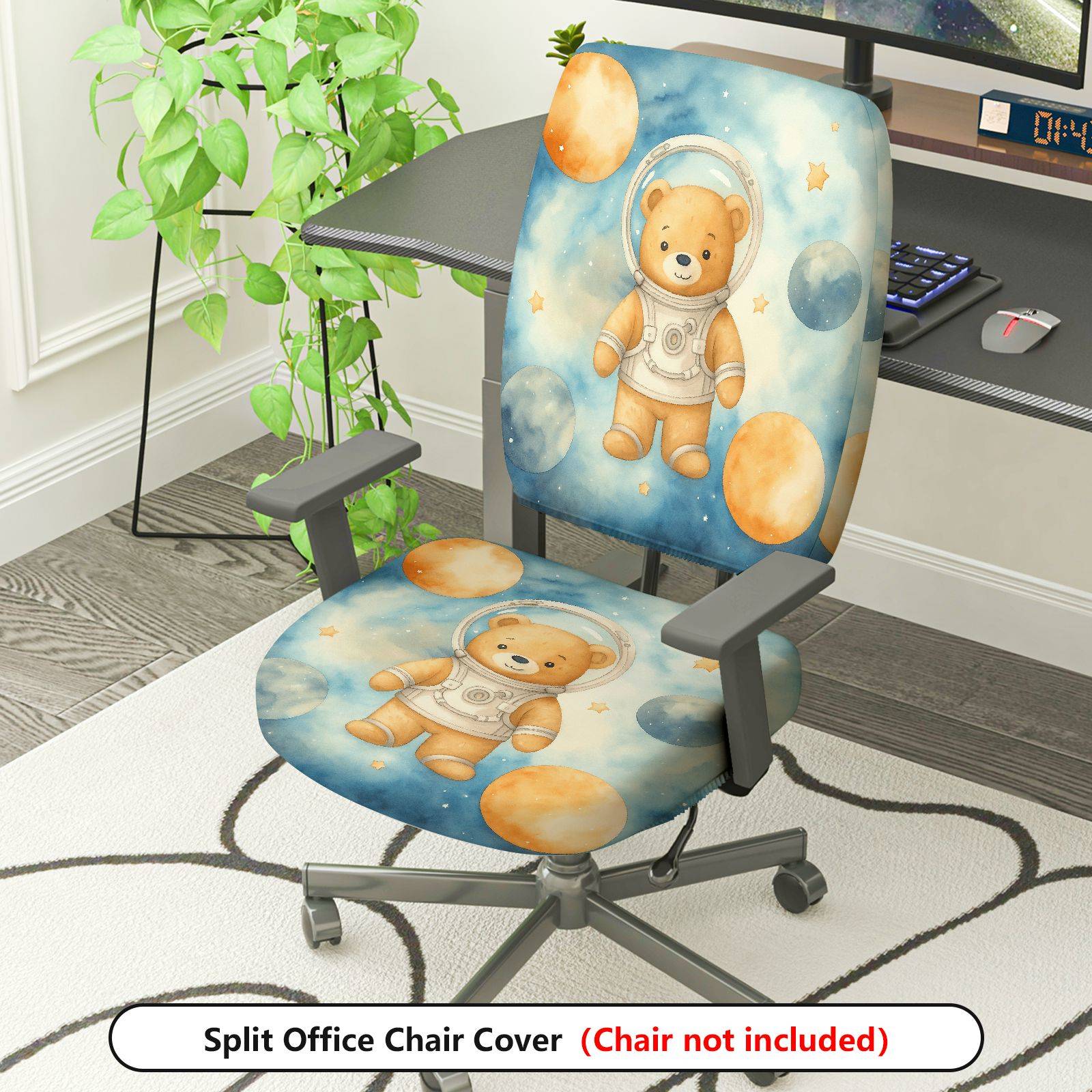 2-Piece Astronaut Bear Galaxy Space Stars  Computer Chair Cover Set, Seat and Backrest