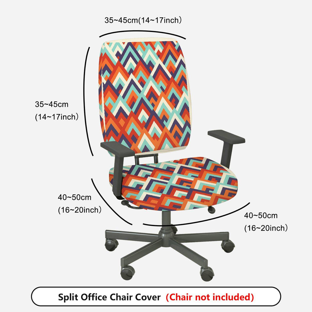 2-Piece Geometric Colorful Modern Stylish Decorative  Computer Chair Cover Set, Seat and Backrest