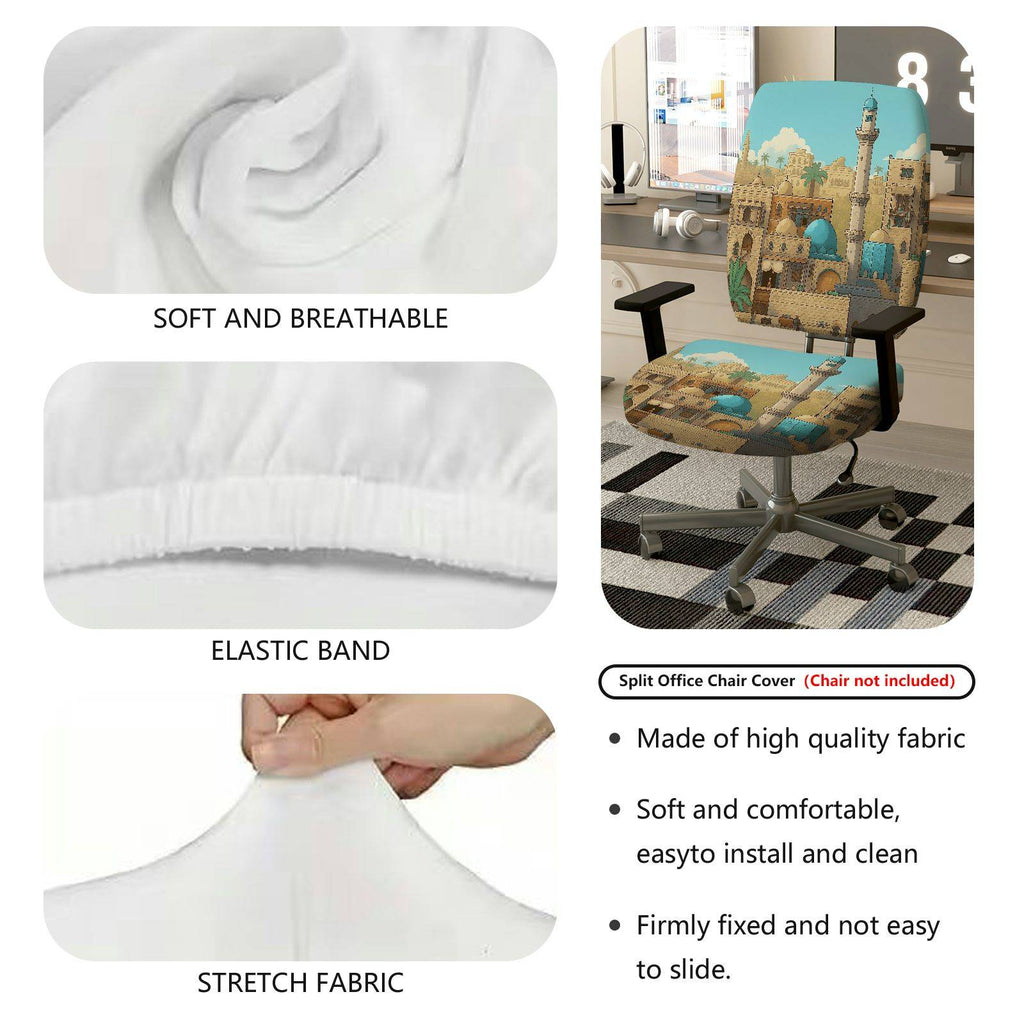 2-Piece Arabian mosque tower scenic pattern  Computer Chair Cover Set, Seat and Backrest