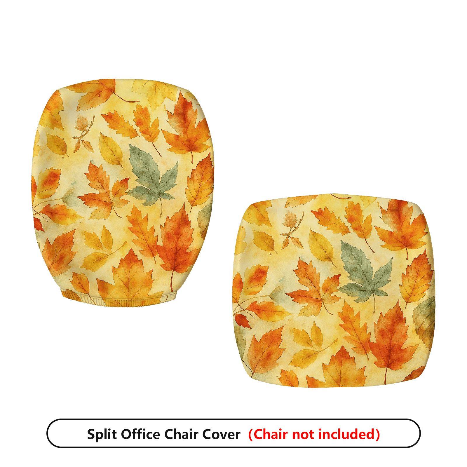 2-Piece Autumn Leaves Fall Season Decorative  Computer Chair Cover Set, Seat and Backrest