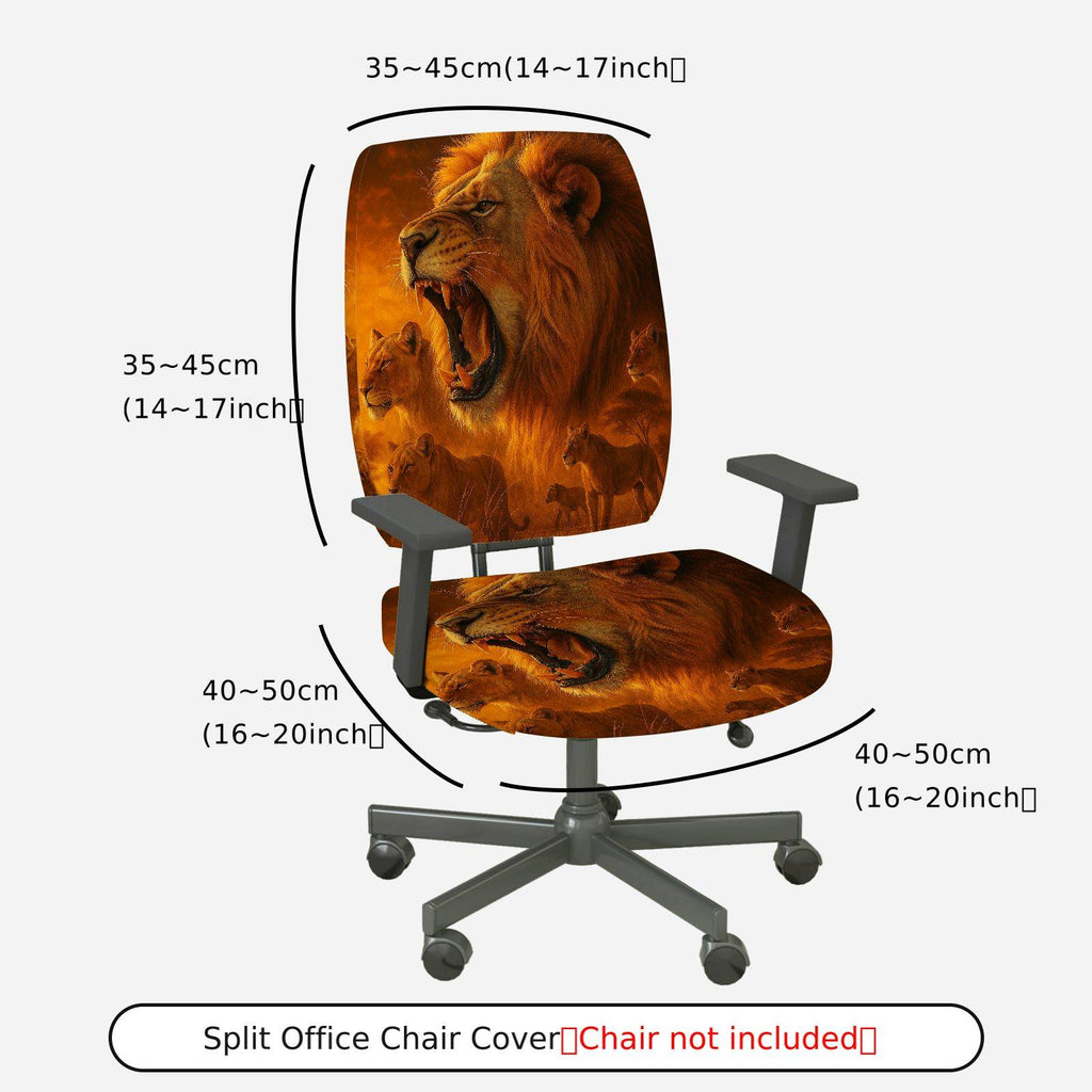 2-Piece Animal Lion Wildlife Nature Stylish  Computer Chair Cover Set, Seat and Backrest