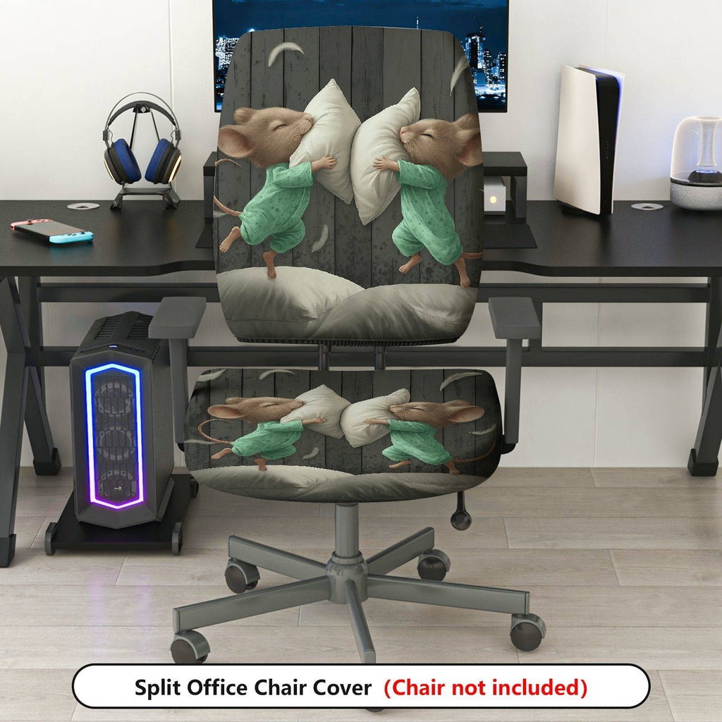 2-Piece Animal Pillow Sleeping Cute Decorative  Computer Chair Cover Set, Seat and Backrest