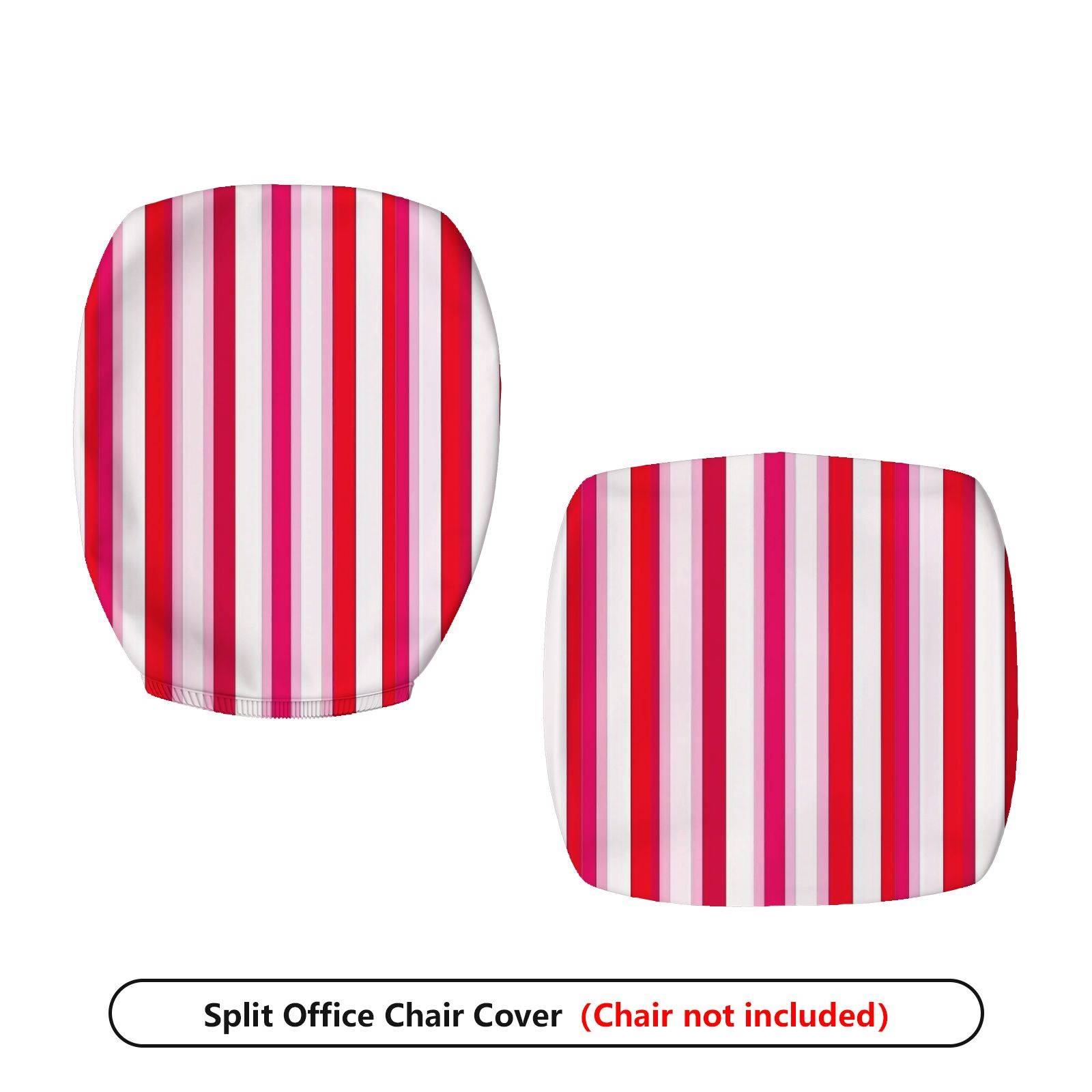2-Piece Red Pink Striped Geometric Pattern  Computer Chair Cover Set, Seat and Backrest