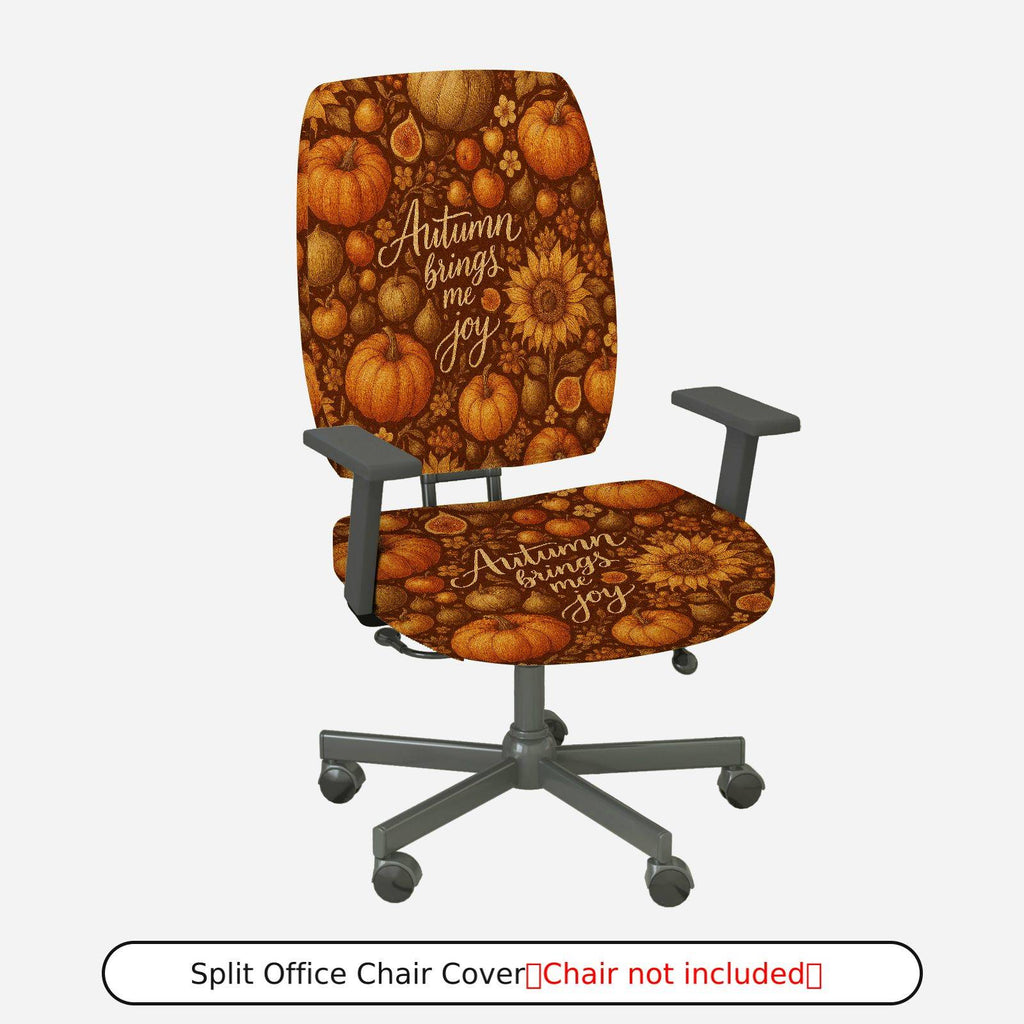 2-Piece Autumn Pumpkin Sunflower Cozy Thanksgiving Festival  Computer Chair Cover Set, Seat and Backrest