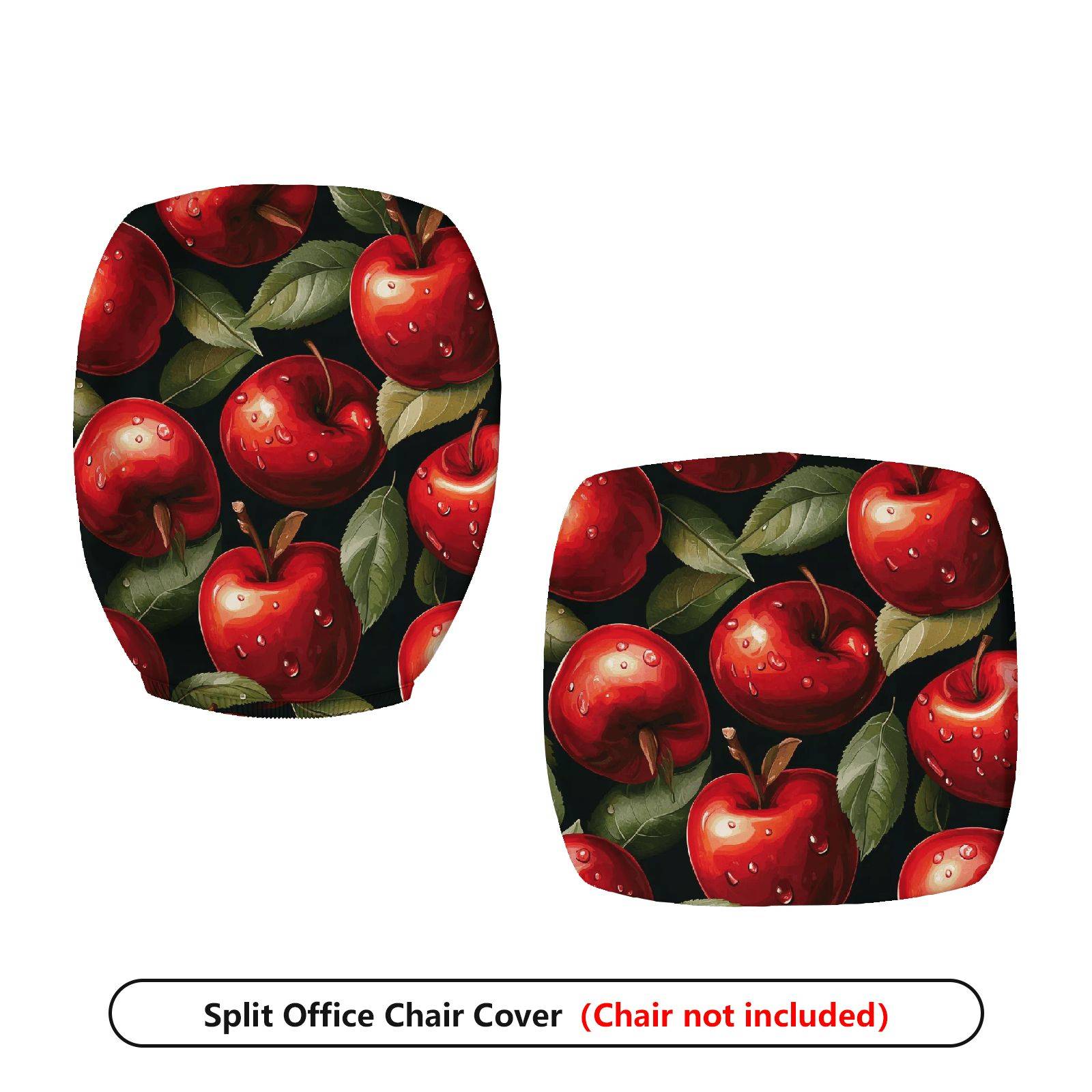 2-Piece Apple Fruit Pattern Home Decor  Computer Chair Cover Set, Seat and Backrest