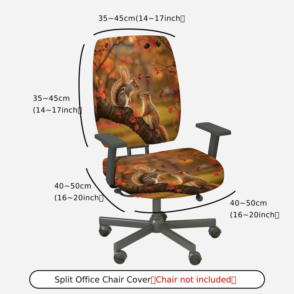 2-Piece Autumn Squirrel Woodland Nature Wildlife  Computer Chair Cover Set, Seat and Backrest