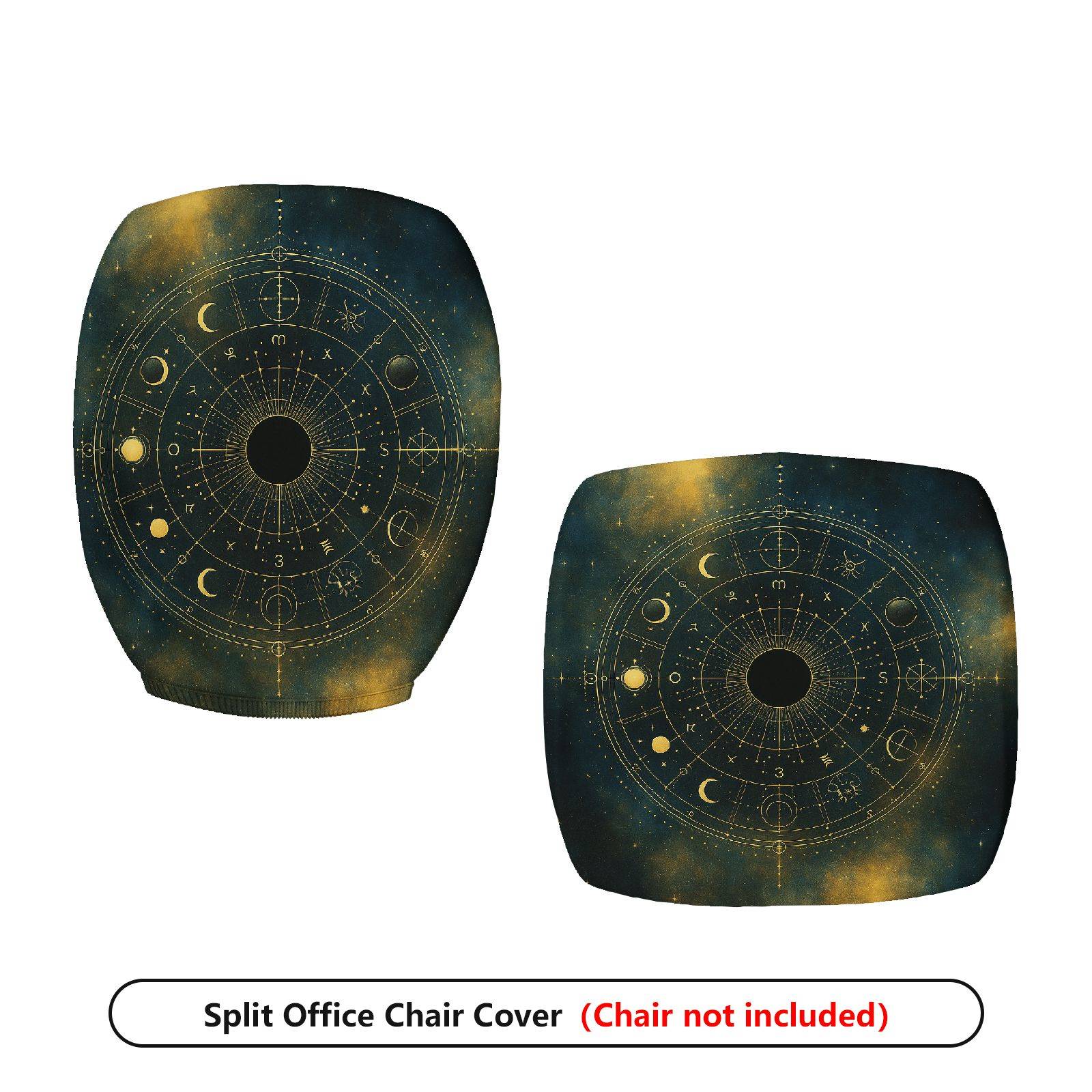 2-Piece Astrology Zodiac Celestial Moon Galaxy  Computer Chair Cover Set, Seat and Backrest