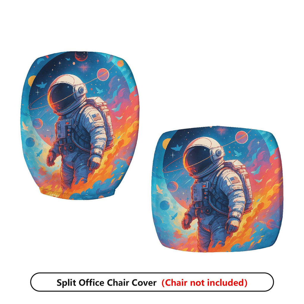 2-Piece Astronaut Galaxy Space Planets Stars  Computer Chair Cover Set, Seat and Backrest