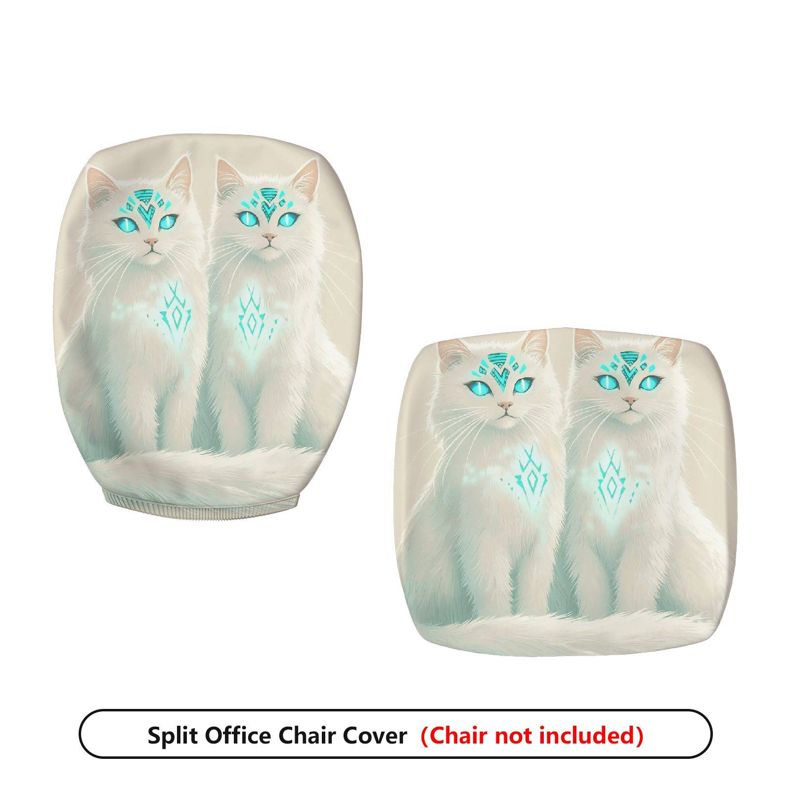 2-Piece Mystic Cat Elegant Pattern Fantasy Animal Unique Design Stylish  Computer Chair Cover Set, Seat and Backrest