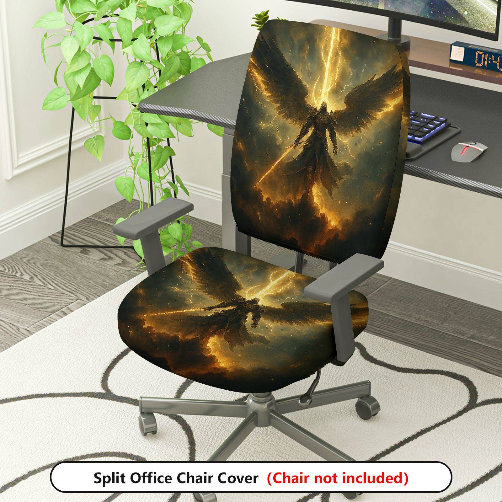 2-Piece Angelic Warrior Fantasy Art Decorative  Computer Chair Cover Set, Seat and Backrest