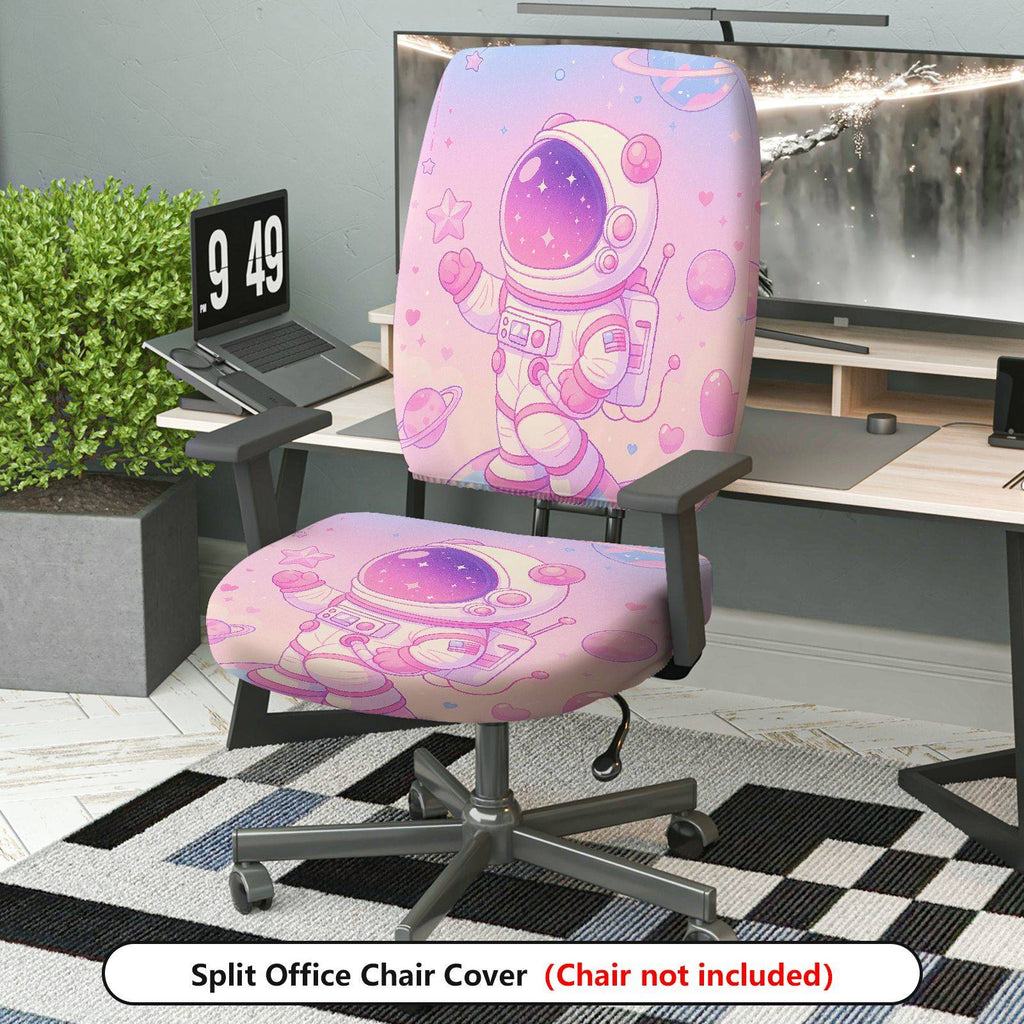 2-Piece Astronaut Galaxy Stars Space Pink  Computer Chair Cover Set, Seat and Backrest