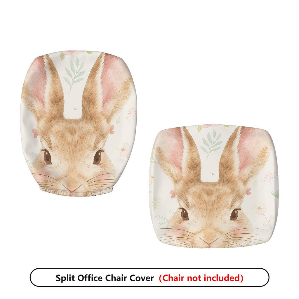 2-Piece Bunny Pastoral Animal Floral Cute Easter  Computer Chair Cover Set, Seat and Backrest