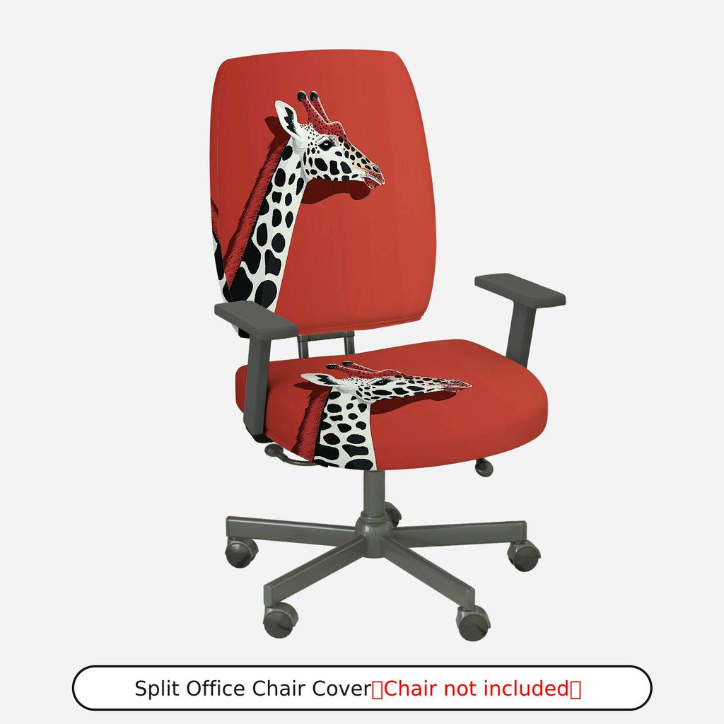 2-Piece Animal Giraffe Red Stylish Fun Home  Computer Chair Cover Set, Seat and Backrest