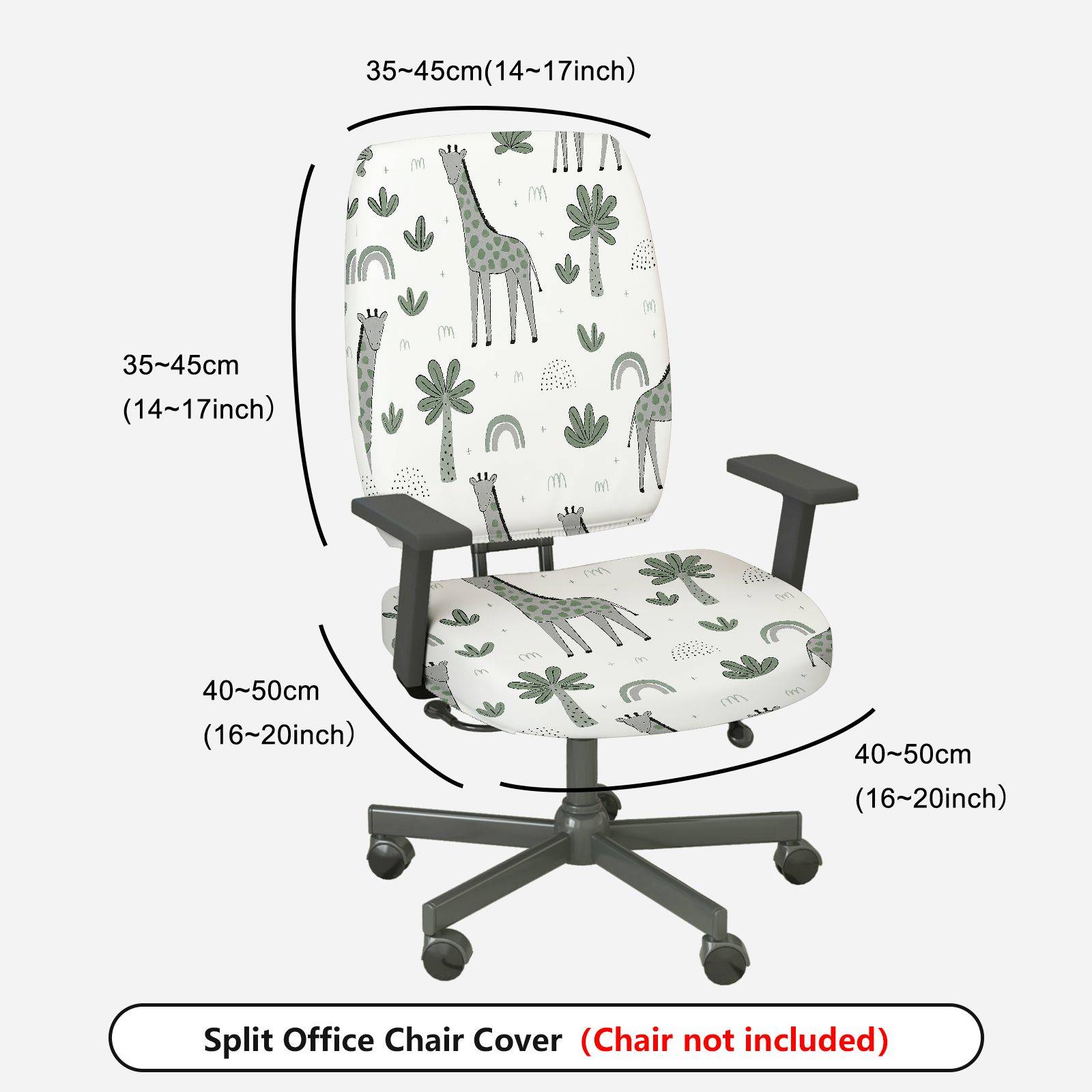 2-Piece Giraffe Pattern Jungle Style Animal Nature  Computer Chair Cover Set, Seat and Backrest