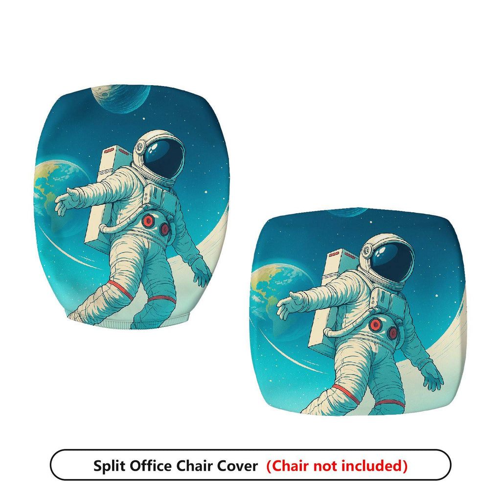 2-Piece Astronaut Space Galaxy Stars Planet  Computer Chair Cover Set, Seat and Backrest