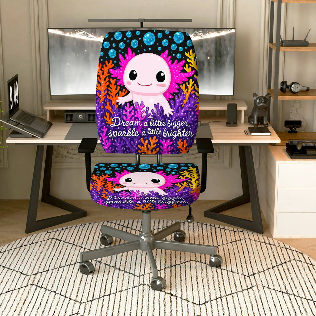 2-Piece Animal Inspirational Colorful Coral Bubble  Computer Chair Cover Set, Seat and Backrest