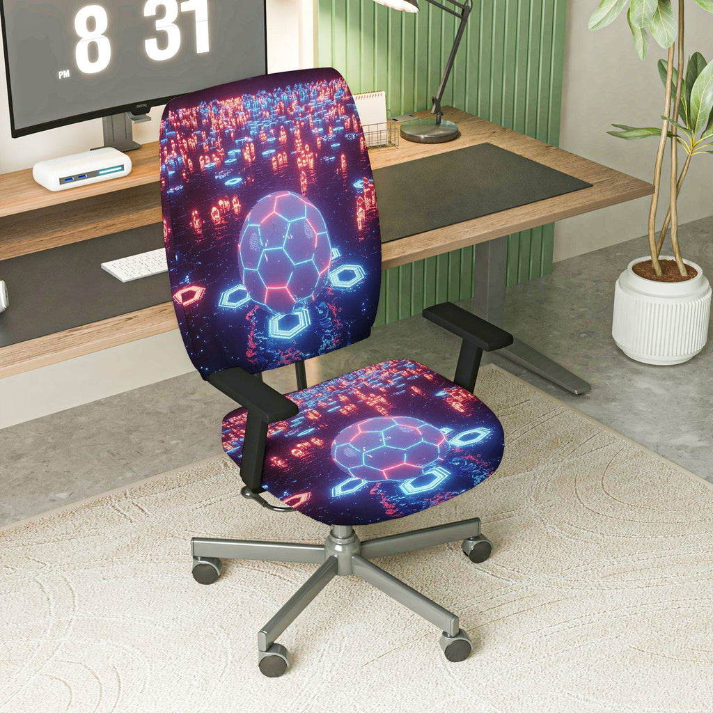 2-Piece Geometric Futuristic Light Space Sci-fi  Computer Chair Cover Set, Seat and Backrest