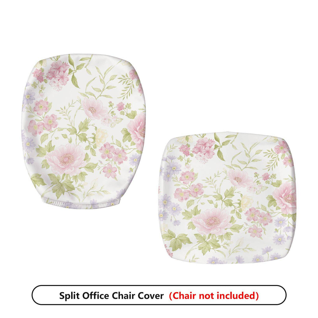 2-Piece Floral Pastel Botanical Spring Garden Nature  Computer Chair Cover Set, Seat and Backrest