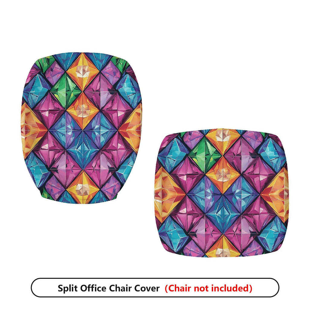 2-Piece Geometric Colorful Vibrant Modern Artistic  Computer Chair Cover Set, Seat and Backrest