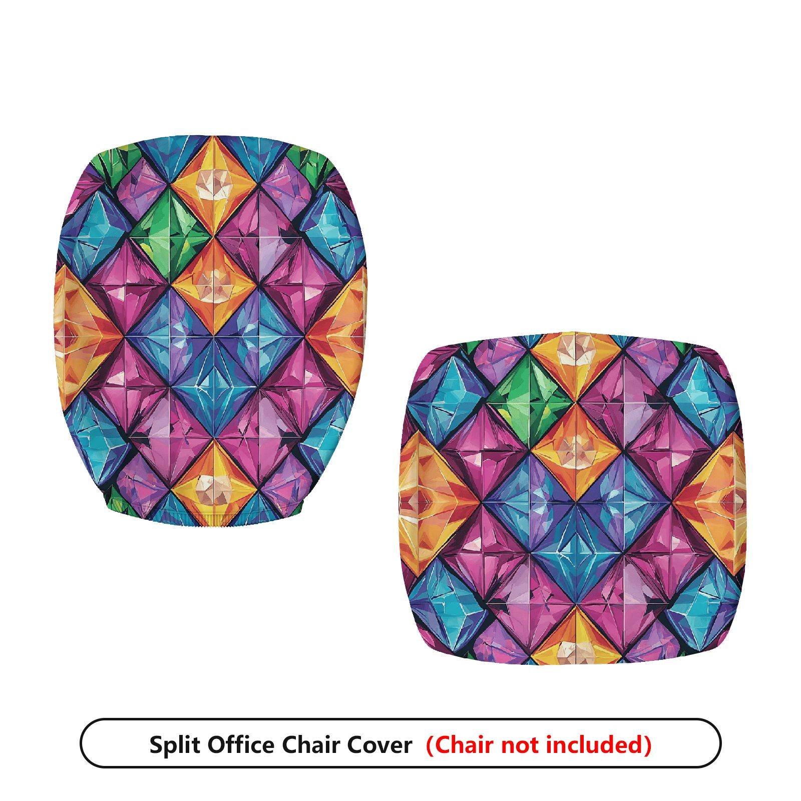 2-Piece Geometric Colorful Vibrant Modern Artistic  Computer Chair Cover Set, Seat and Backrest