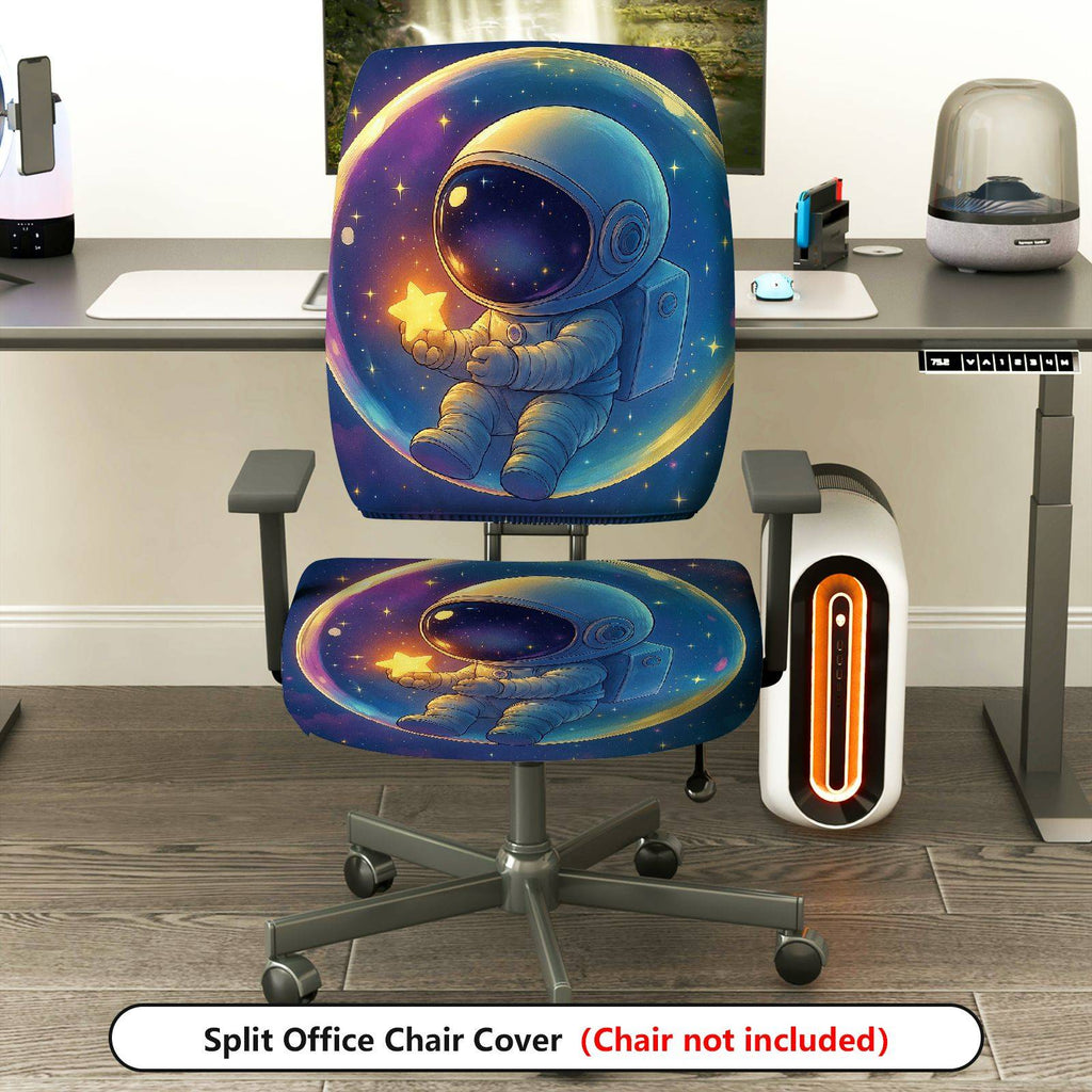2-Piece Astronaut Star Galaxy Space  Computer Chair Cover Set, Seat and Backrest