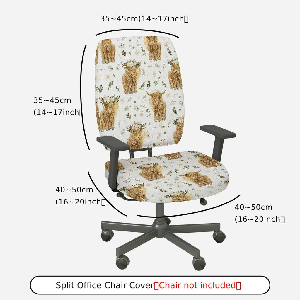 2-Piece Animal Nature Leaf Pattern Rustic Farmhouse Bohemian  Computer Chair Cover Set, Seat and Backrest