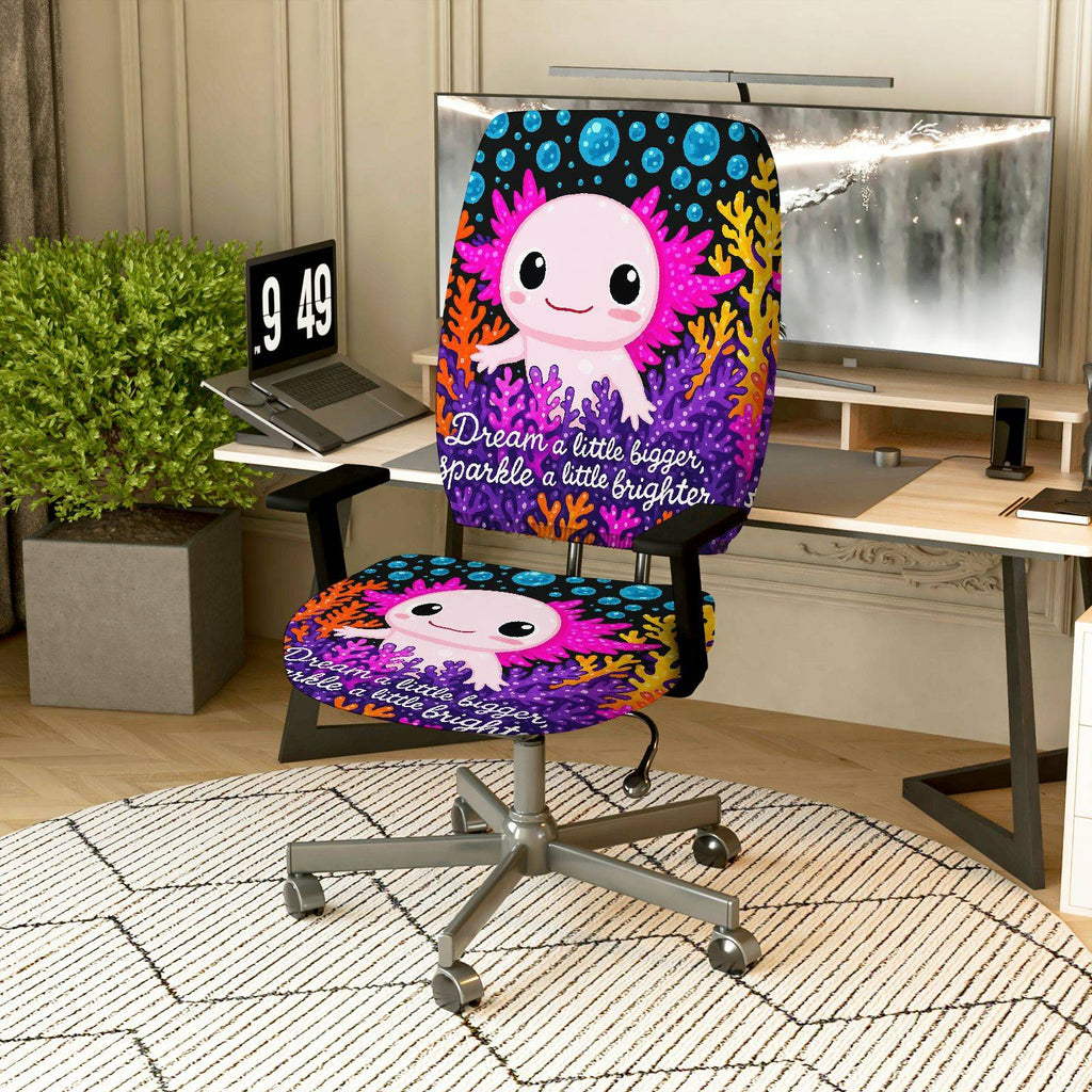 2-Piece Animal Inspirational Colorful Coral Bubble  Computer Chair Cover Set, Seat and Backrest