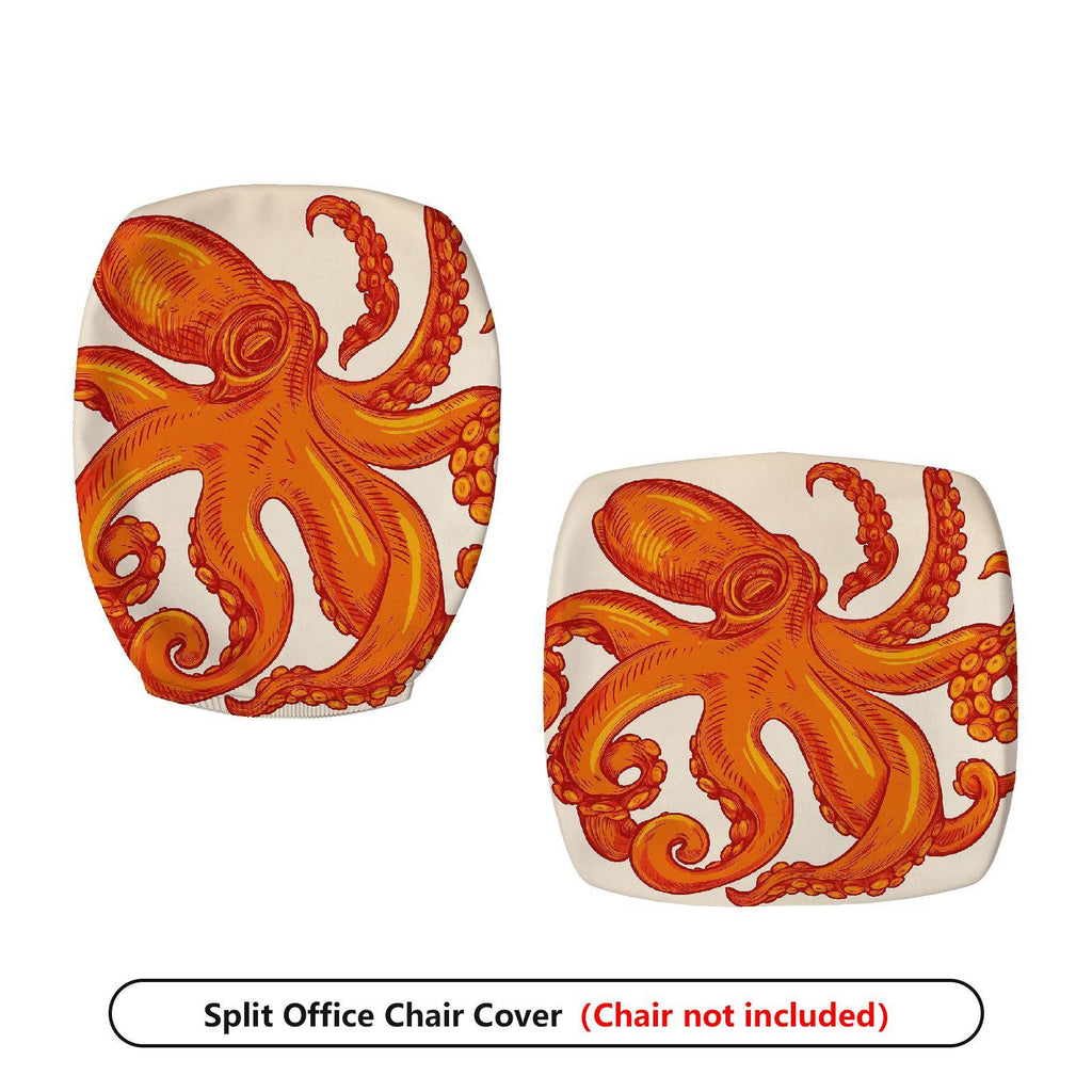 2-Piece Animal Octopus Nautical Fun Vibrant  Computer Chair Cover Set, Seat and Backrest