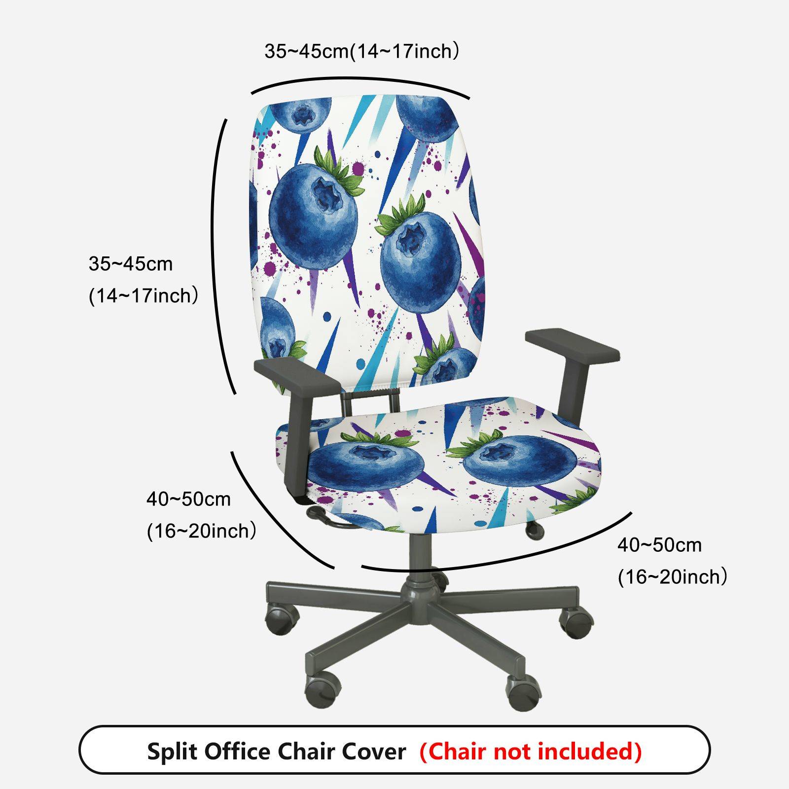 2-Piece Blueberry Fruit Abstract Geometric Art Modern  Computer Chair Cover Set, Seat and Backrest