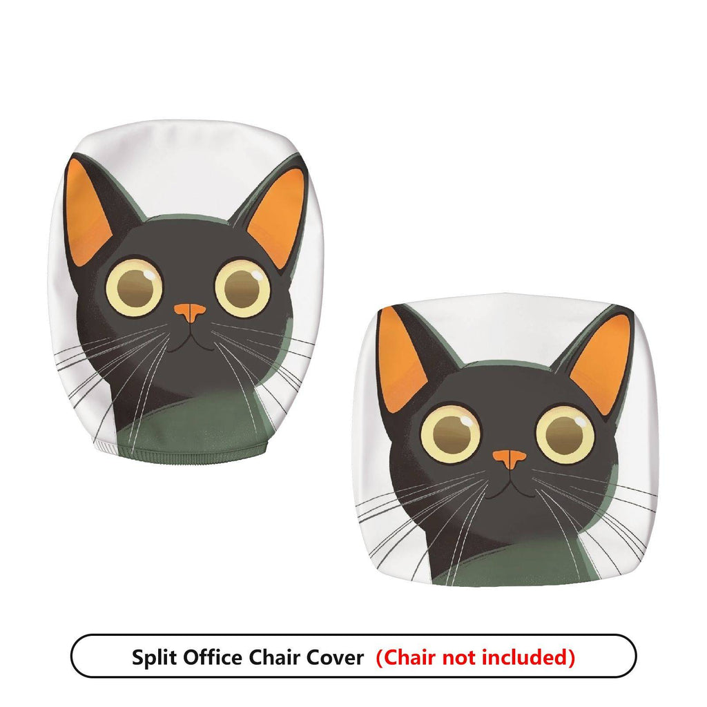 2-Piece Animal Cat Cute Fun  Computer Chair Cover Set, Seat and Backrest