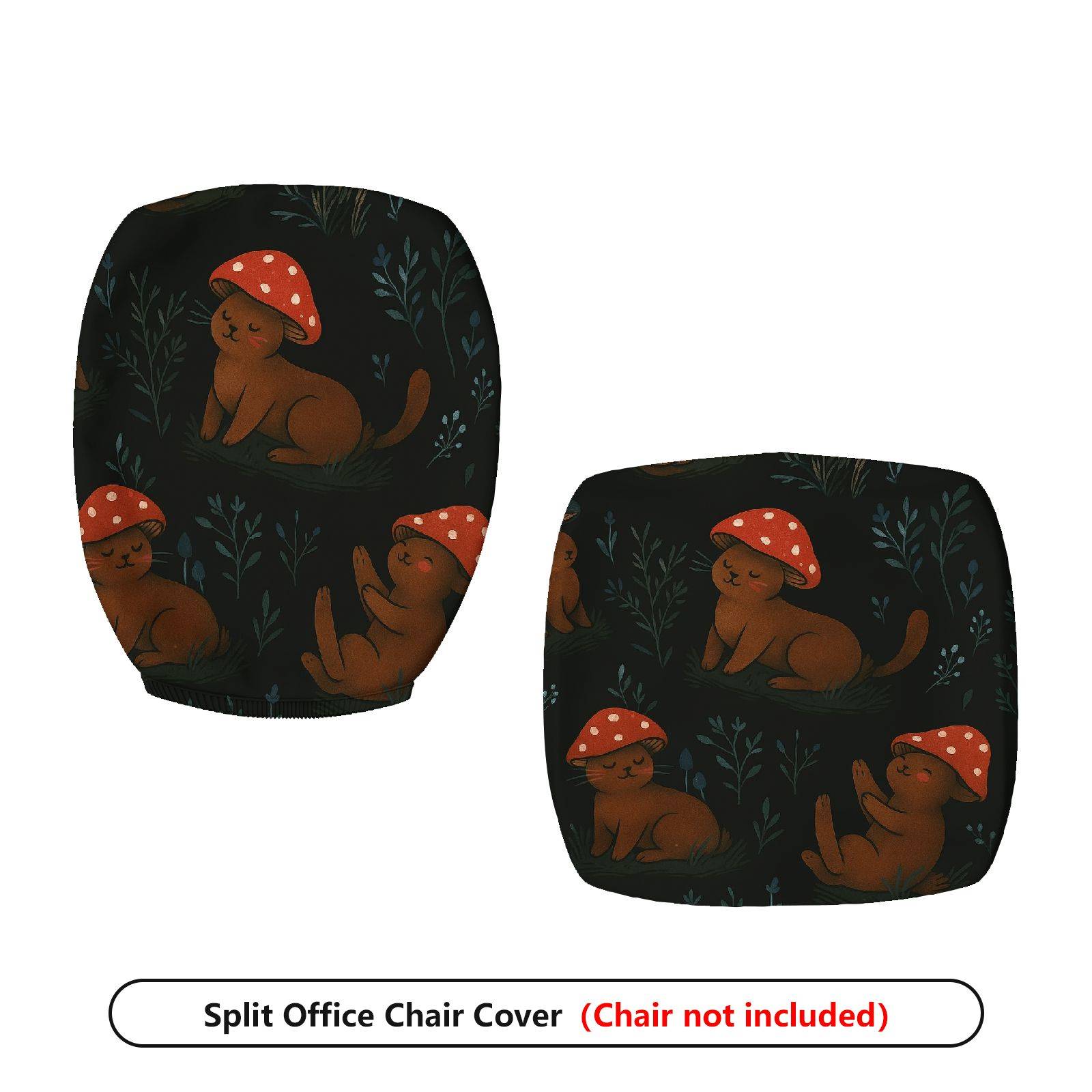 2-Piece Animal Mushroom Forest Pattern  Computer Chair Cover Set, Seat and Backrest
