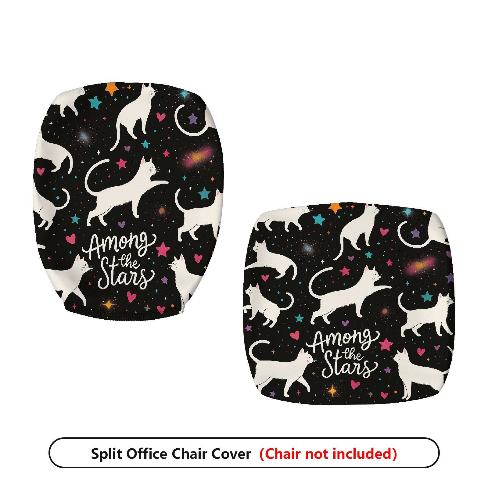 2-Piece Astronaut Cat Starry Night Galaxy Space Universe  Computer Chair Cover Set, Seat and Backrest