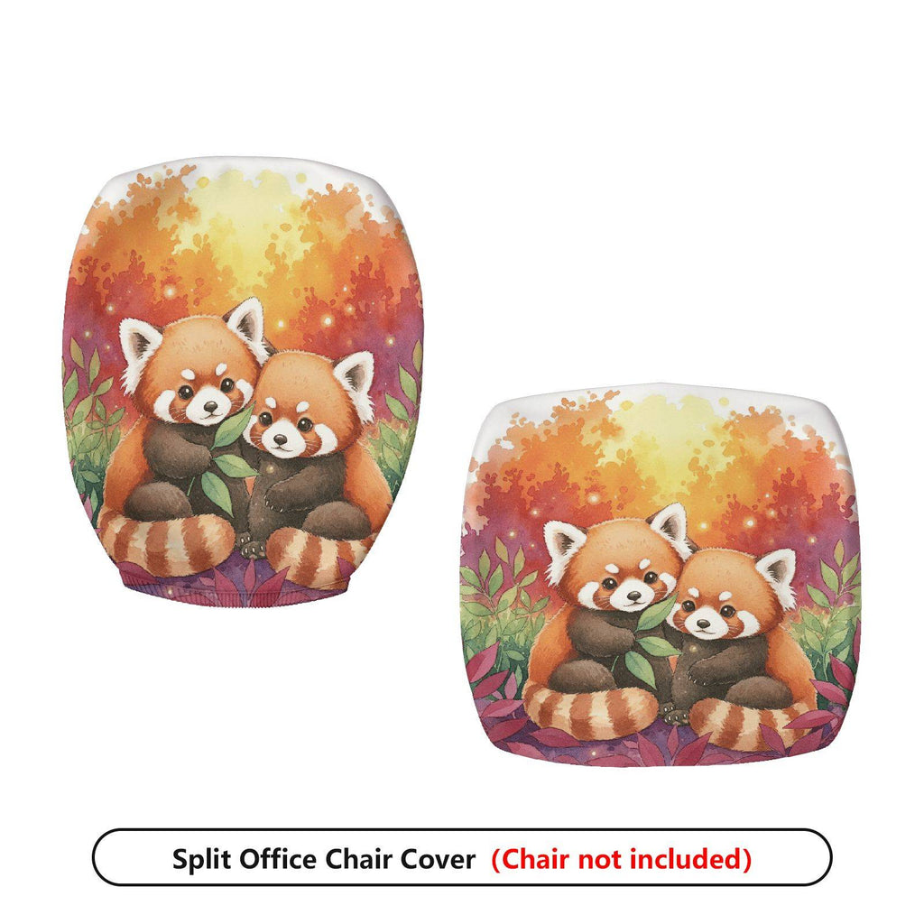 2-Piece Red Panda Autumn Forest Cute Animal Nature Art  Computer Chair Cover Set, Seat and Backrest