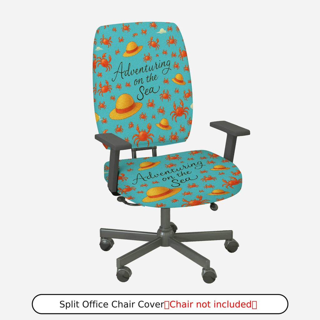 2-Piece Adventuring Sea Crab Hat Fun Blue  Computer Chair Cover Set, Seat and Backrest