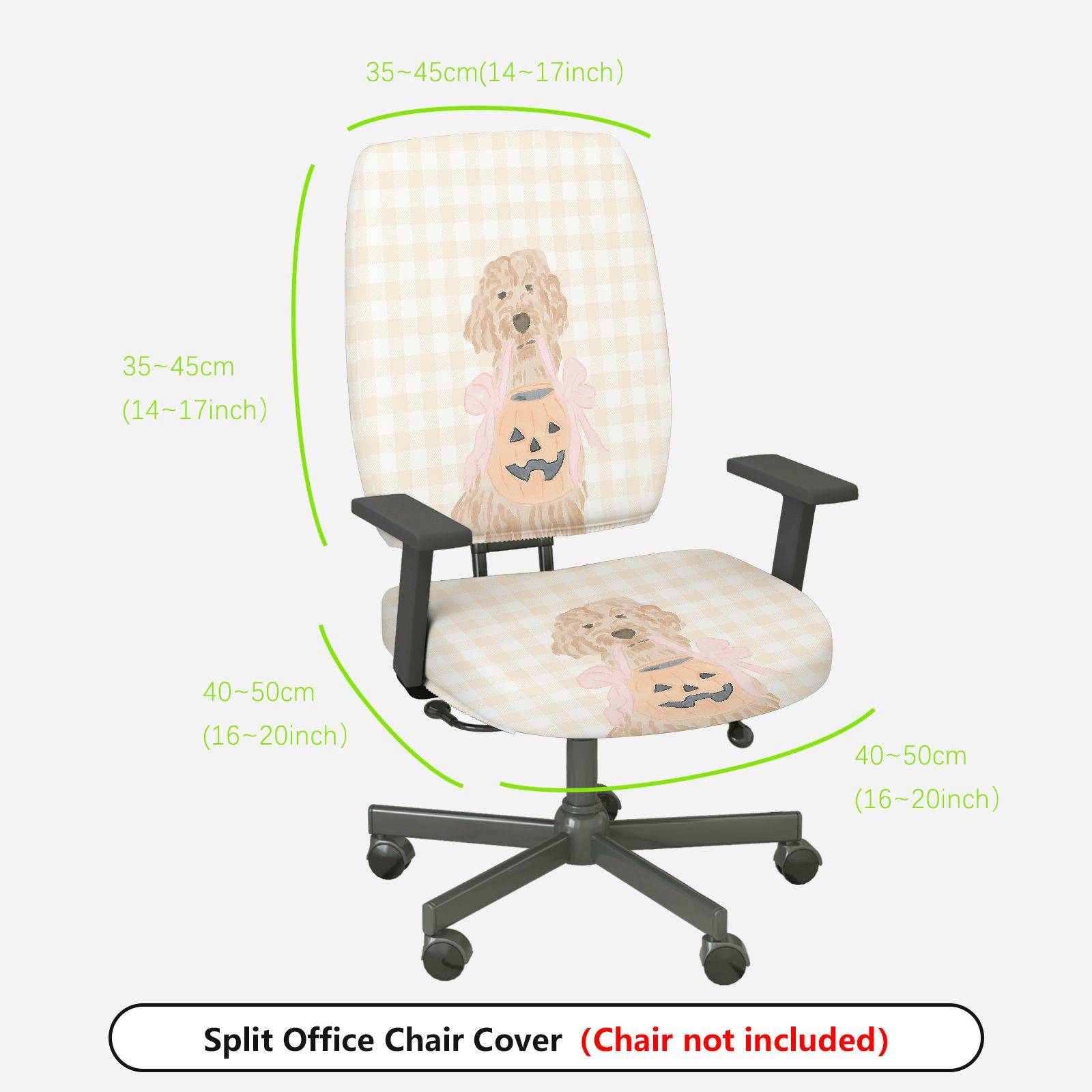 2-Piece Dog Halloween Pumpkin Cute Fun Holiday  Computer Chair Cover Set, Seat and Backrest