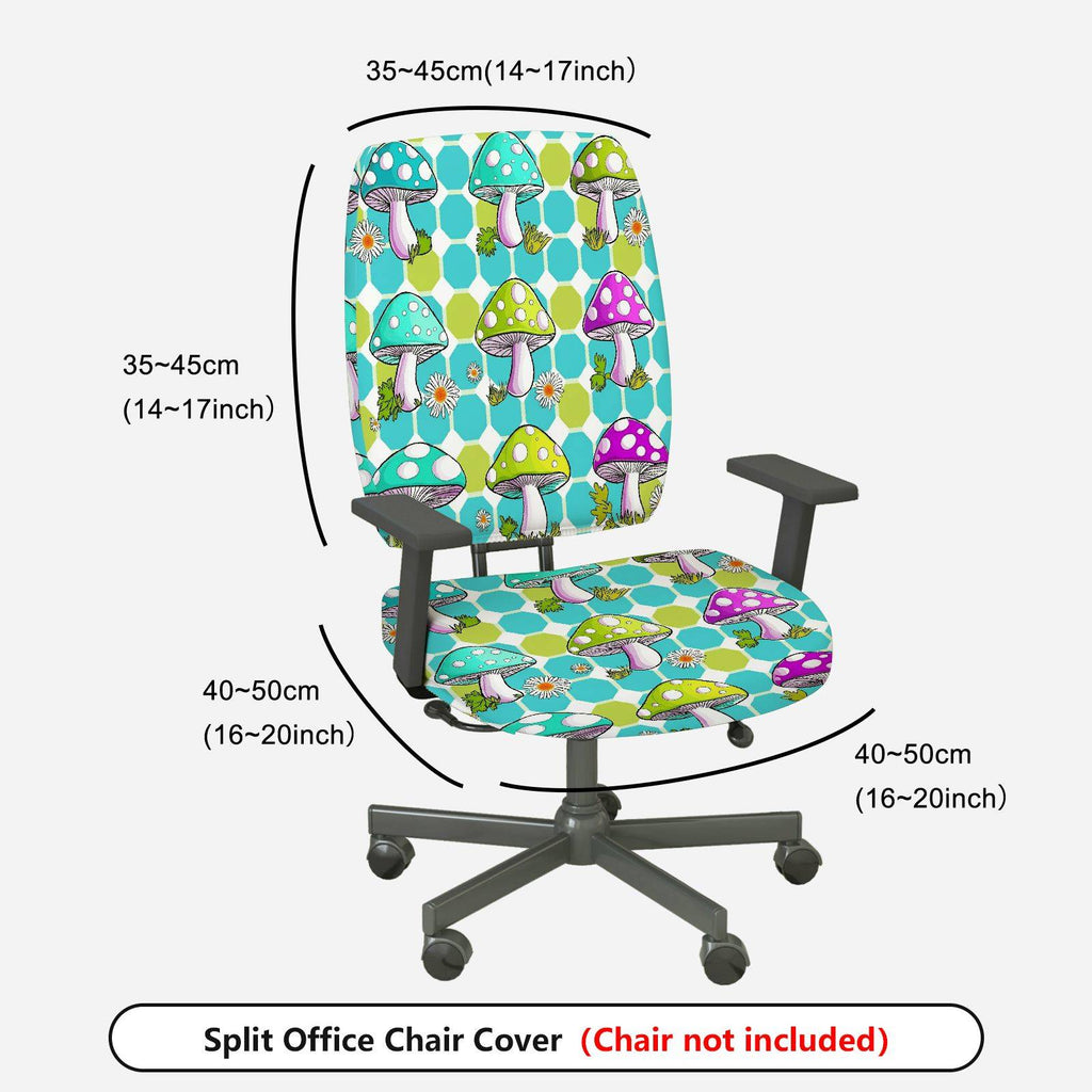 2-Piece Colorful Geometric Mushroom Floral Modern Abstract  Computer Chair Cover Set, Seat and Backrest