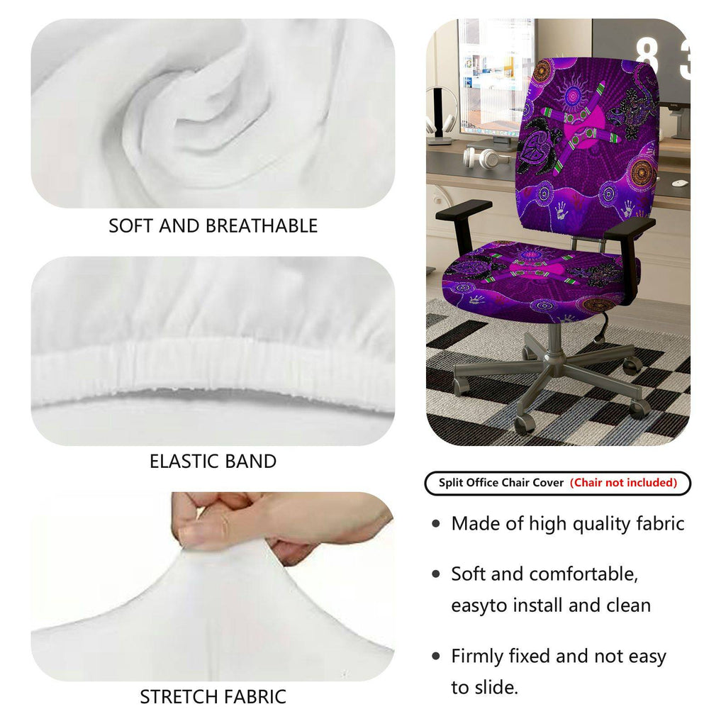 2-Piece Geometric Abstract Artistic Purple Pattern Festival  Computer Chair Cover Set, Seat and Backrest
