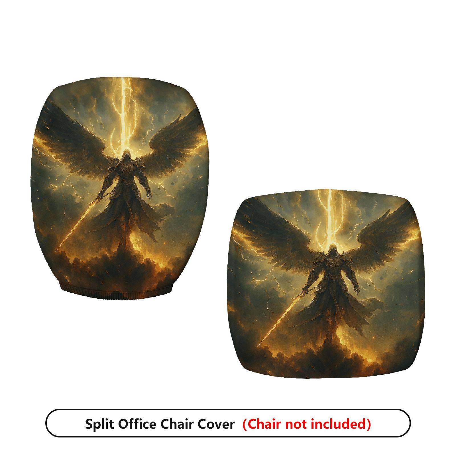 2-Piece Angelic Warrior Fantasy Art Decorative  Computer Chair Cover Set, Seat and Backrest