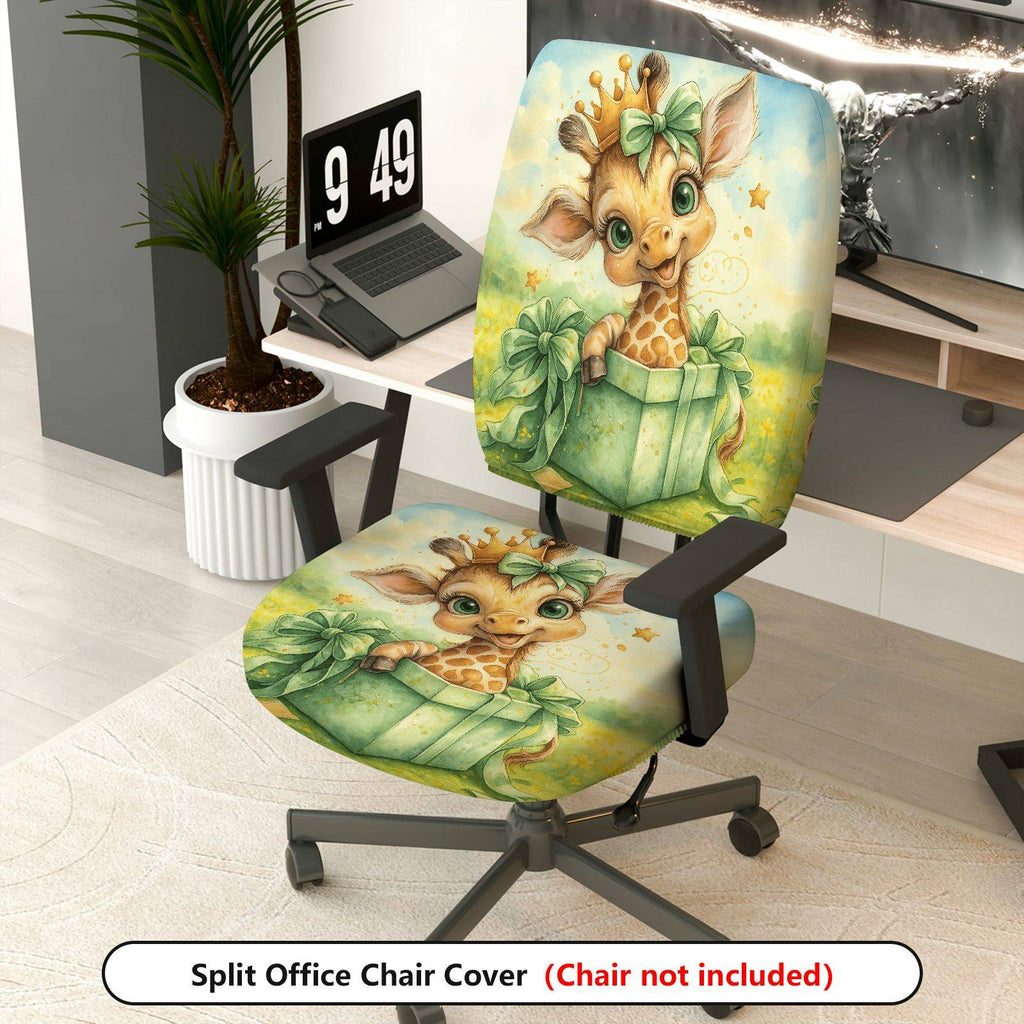 2-Piece Animal Star Gift Crown  Computer Chair Cover Set, Seat and Backrest