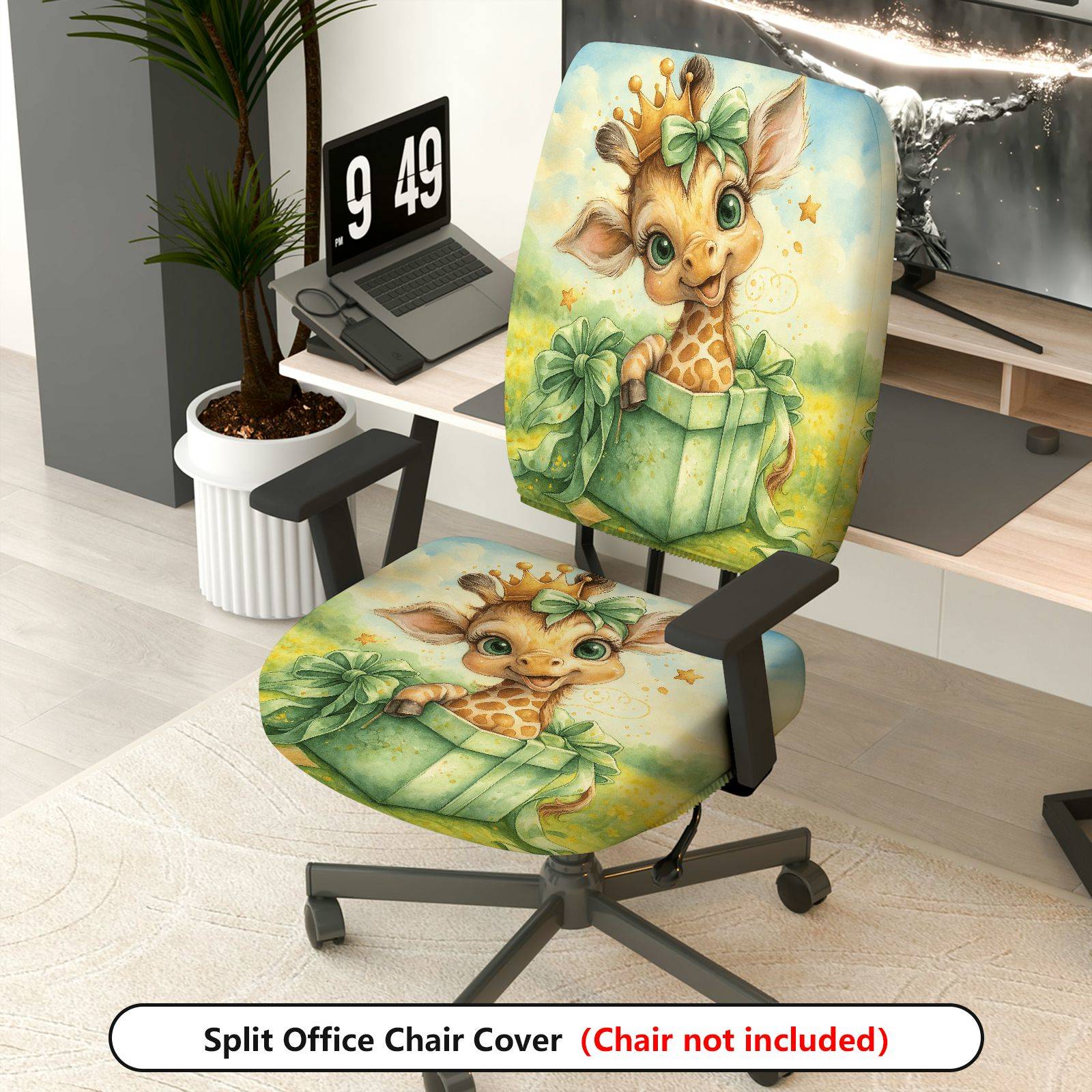 2-Piece Animal Star Gift Crown  Computer Chair Cover Set, Seat and Backrest
