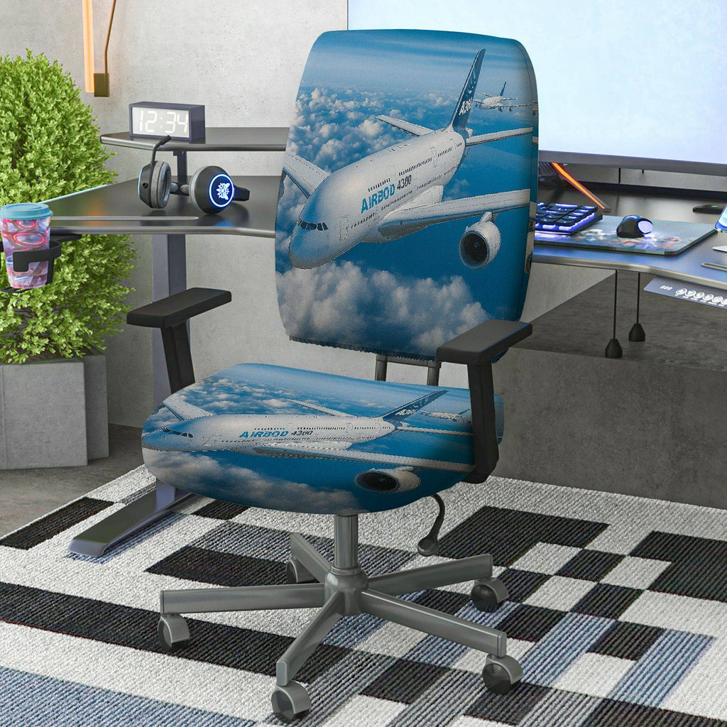 2-Piece Airplane Sky Clouds Travel Aviation  Computer Chair Cover Set, Seat and Backrest