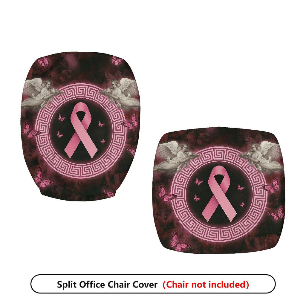 2-Piece Angel Butterfly Ribbon Pattern Pink  Computer Chair Cover Set, Seat and Backrest