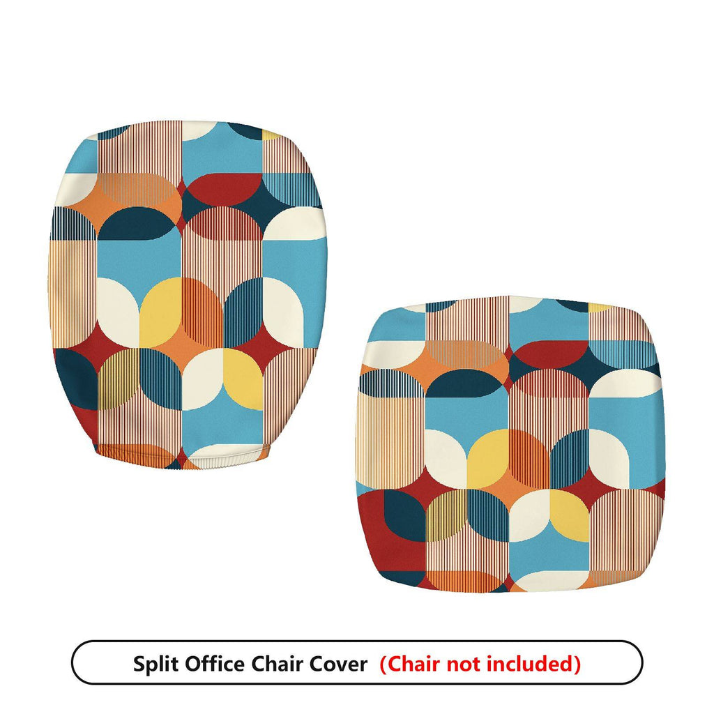 2-Piece Modern Colorful Geometric Pattern  Computer Chair Cover Set, Seat and Backrest