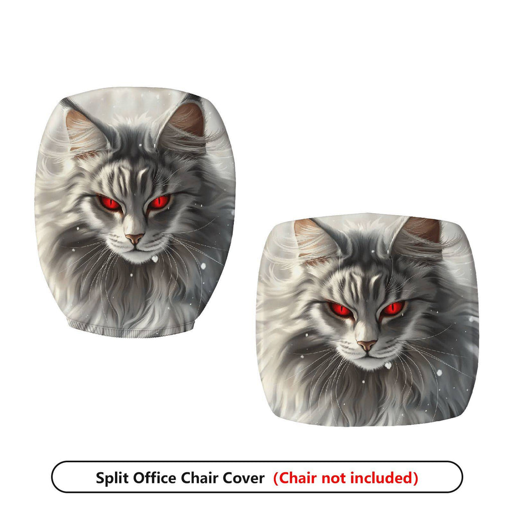 2-Piece Animal Fantasy Red-Eye Cat Unique Design  Computer Chair Cover Set, Seat and Backrest