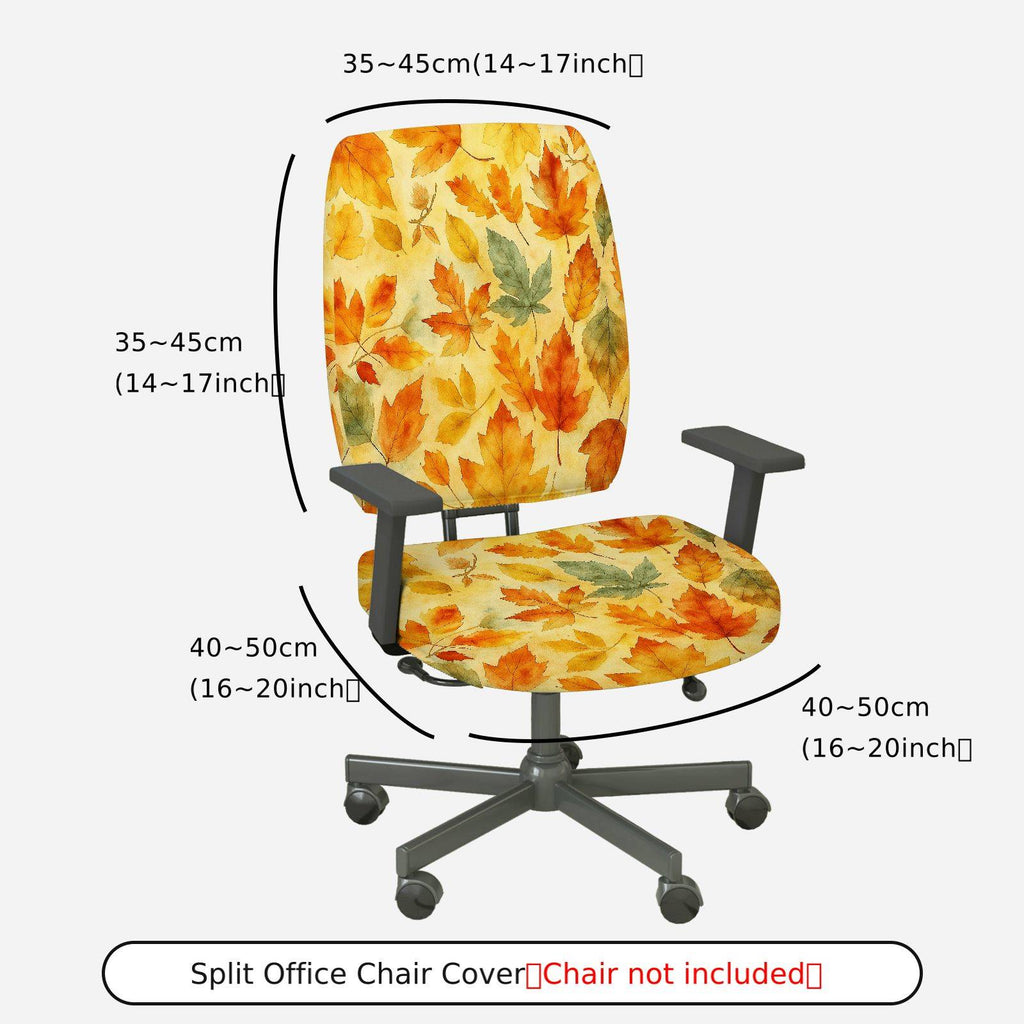 2-Piece Autumn Leaves Fall Season Decorative  Computer Chair Cover Set, Seat and Backrest
